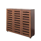 Meuble de rangement pour chaussures à 5 niveaux Homy Casa avec étagères réglables et portes à lattes pour entrée, noyer