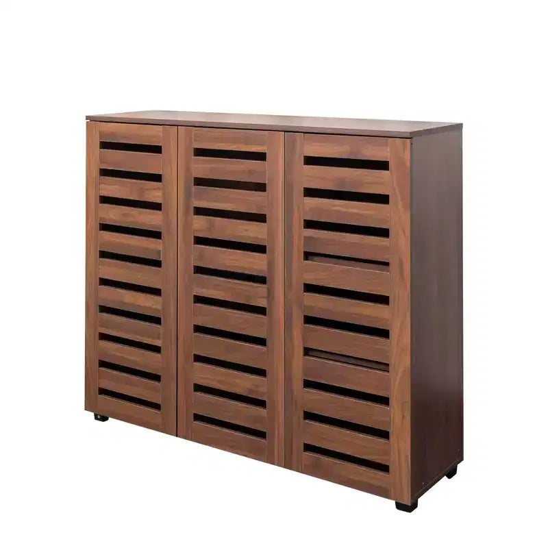 Meuble de rangement pour chaussures à 5 niveaux Homy Casa avec étagères réglables et portes à lattes pour entrée, noyer