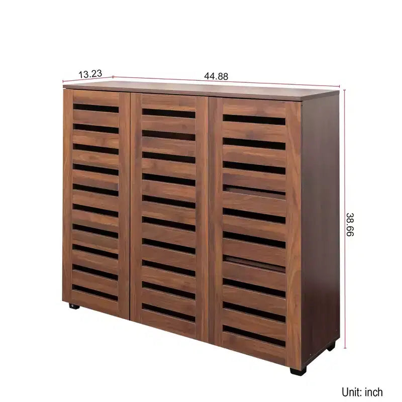 Meuble de rangement pour chaussures à 5 niveaux Homy Casa avec étagères réglables et portes à lattes pour entrée, noyer