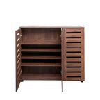 Meuble de rangement pour chaussures à 5 niveaux Homy Casa avec étagères réglables et portes à lattes pour entrée, noyer