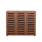 Meuble de rangement pour chaussures à 5 niveaux Homy Casa avec étagères réglables et portes à lattes pour entrée, noyer