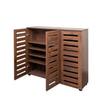 Meuble de rangement pour chaussures à 5 niveaux Homy Casa avec étagères réglables et portes à lattes pour entrée, noyer
