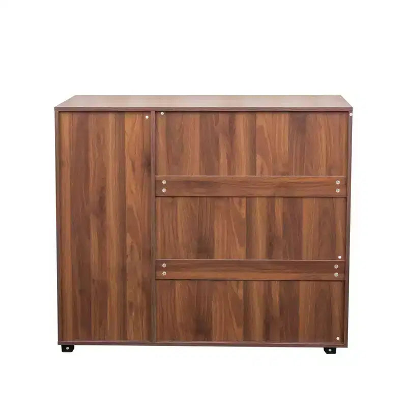 Meuble de rangement pour chaussures à 5 niveaux Homy Casa avec étagères réglables et portes à lattes pour entrée, noyer