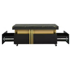 Table basse rectangulaire moderne en faux marbre avec tiroirs de rangement et roulettes, Table basse de salon - Panipeachy