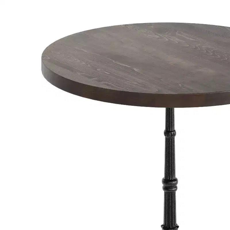 Plateau de table commercial d'intérieur rond en bois massif Bennett de Flash Furniture avec piètement de table de bistrot décoratif en fonte résistant à la rouille de 22,75 x 22,75 po