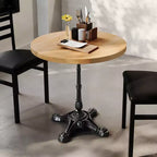 Plateau de table commercial d'intérieur rond en bois massif Bennett de Flash Furniture avec piètement de table de bistrot décoratif en fonte résistant à la rouille de 22,75 x 22,75 po