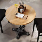 Plateau de table commercial d'intérieur rond en bois massif Bennett de Flash Furniture avec piètement de table de bistrot décoratif en fonte résistant à la rouille de 22,75 x 22,75 po