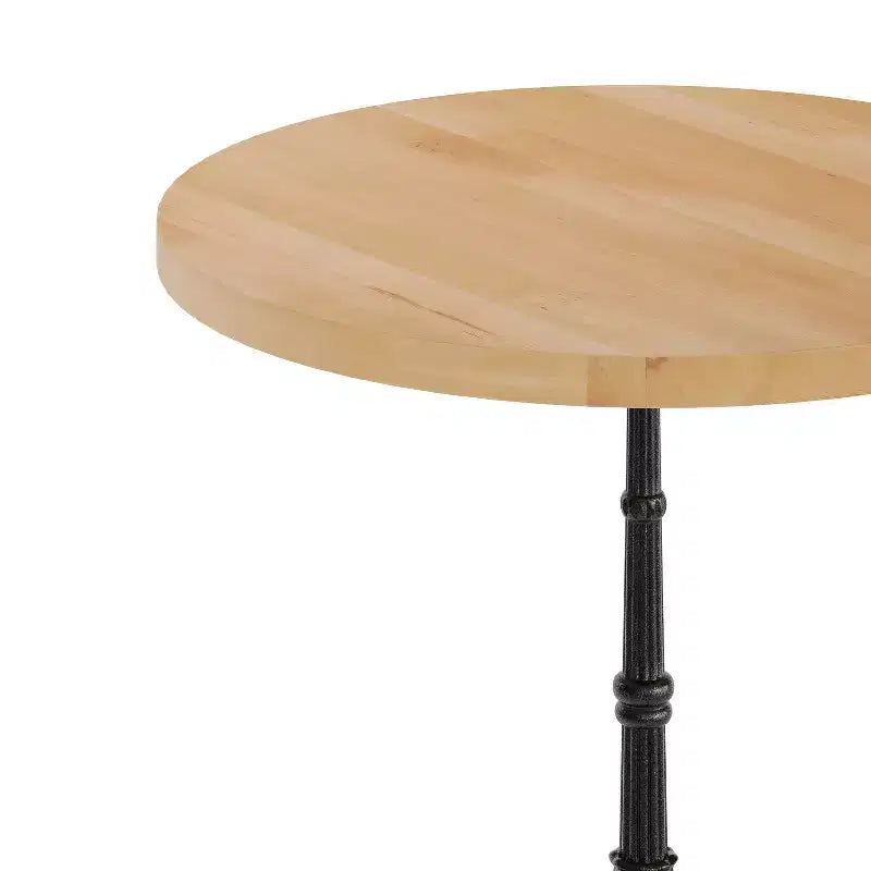 Plateau de table commercial d'intérieur rond en bois massif Bennett de Flash Furniture avec piètement de table de bistrot décoratif en fonte résistant à la rouille de 22,75 x 22,75 po