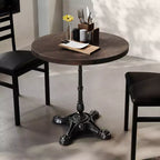 Plateau de table commercial d'intérieur rond en bois massif Bennett de Flash Furniture avec piètement de table de bistrot décoratif en fonte résistant à la rouille de 22,75 x 22,75 po