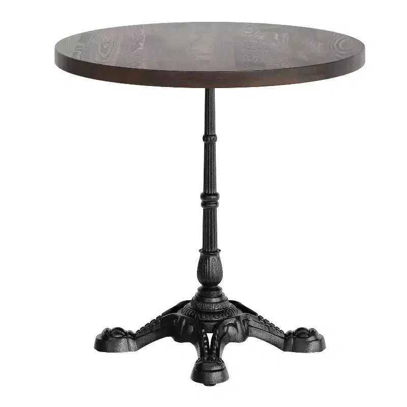Plateau de table commercial d'intérieur rond en bois massif Bennett de Flash Furniture avec piètement de table de bistrot décoratif en fonte résistant à la rouille de 22,75 x 22,75 po