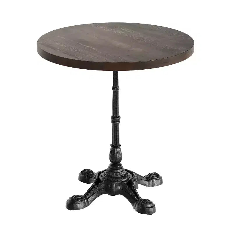 Plateau de table commercial d'intérieur rond en bois massif Bennett de Flash Furniture avec piètement de table de bistrot décoratif en fonte résistant à la rouille de 22,75 x 22,75 po