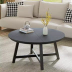 Table basse ronde de 36 po, grandes tables d'appoint avec pieds réglables, tables de salon avec pieds épaissis et grain de bois design, facile à assembler