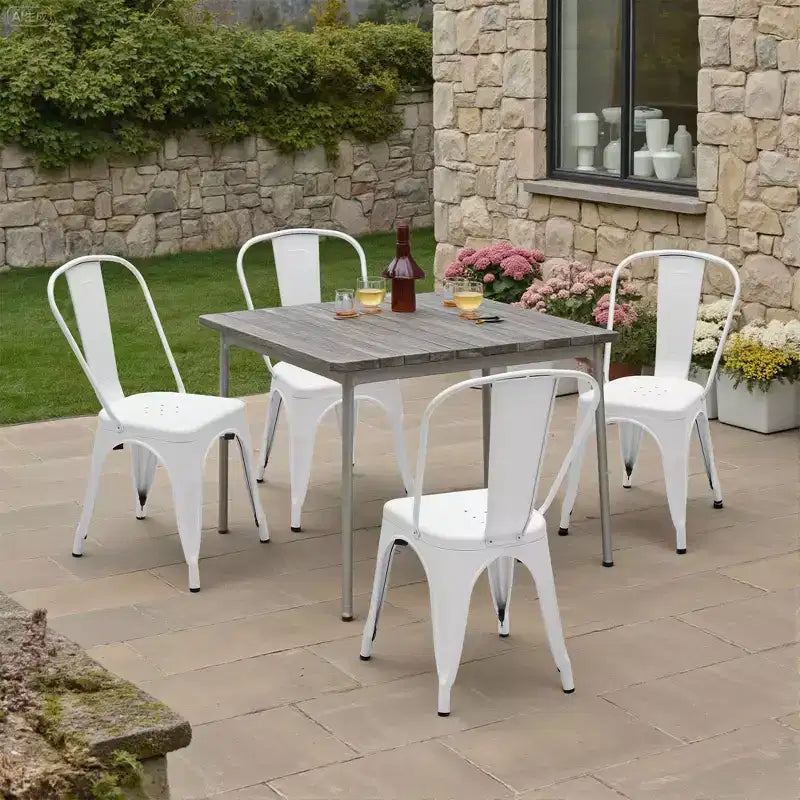 MAYEERTY Lot de 4 Chaises de Salle à Manger en Métal, Empilables, Style Industriel, Capacité de Poids 136 kg pour Cuisine Salle à Manger