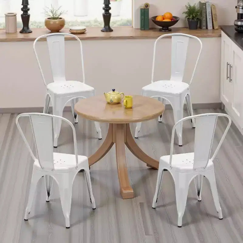 MAYEERTY Lot de 4 Chaises de Salle à Manger en Métal, Empilables, Style Industriel, Capacité de Poids 136 kg pour Cuisine Salle à Manger