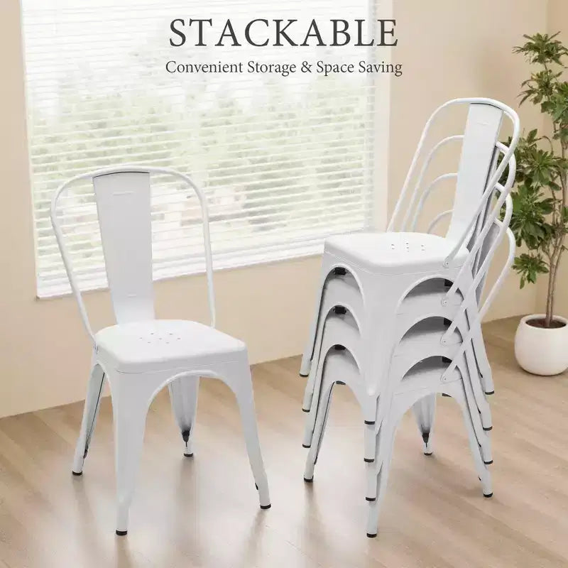 MAYEERTY Lot de 4 Chaises de Salle à Manger en Métal, Empilables, Style Industriel, Capacité de Poids 136 kg pour Cuisine Salle à Manger