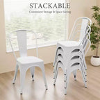 MAYEERTY Lot de 4 Chaises de Salle à Manger en Métal, Empilables, Style Industriel, Capacité de Poids 136 kg pour Cuisine Salle à Manger