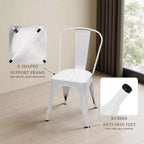 MAYEERTY Lot de 4 Chaises de Salle à Manger en Métal, Empilables, Style Industriel, Capacité de Poids 136 kg pour Cuisine Salle à Manger