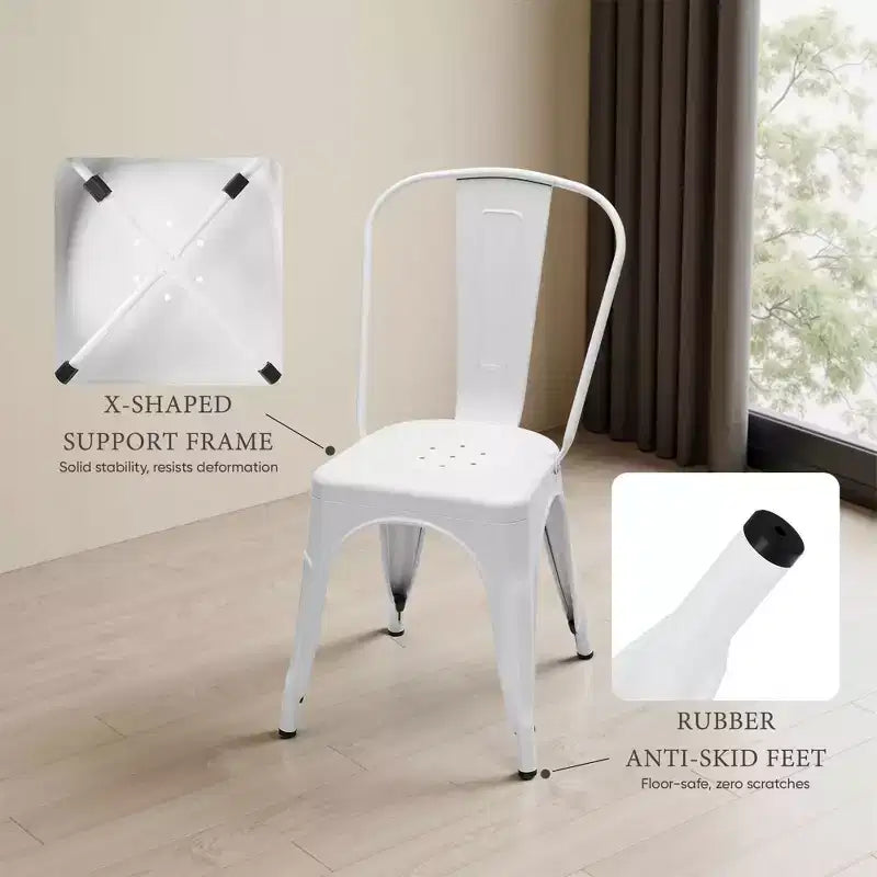 MAYEERTY Lot de 4 Chaises de Salle à Manger en Métal, Empilables, Style Industriel, Capacité de Poids 136 kg pour Cuisine Salle à Manger