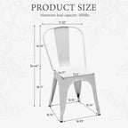 MAYEERTY Lot de 4 Chaises de Salle à Manger en Métal, Empilables, Style Industriel, Capacité de Poids 136 kg pour Cuisine Salle à Manger