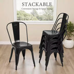 MAYEERTY Lot de 4 Chaises de Salle à Manger en Métal, Empilables, Style Industriel, Capacité de Poids 136 kg pour Cuisine Salle à Manger