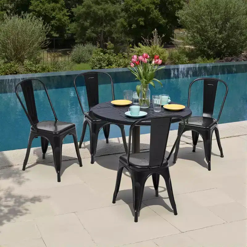 MAYEERTY Lot de 4 Chaises de Salle à Manger en Métal, Empilables, Style Industriel, Capacité de Poids 136 kg pour Cuisine Salle à Manger