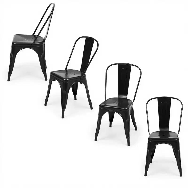 MAYEERTY Lot de 4 Chaises de Salle à Manger en Métal, Empilables, Style Industriel, Capacité de Poids 136 kg pour Cuisine Salle à Manger