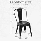 MAYEERTY Lot de 4 Chaises de Salle à Manger en Métal, Empilables, Style Industriel, Capacité de Poids 136 kg pour Cuisine Salle à Manger