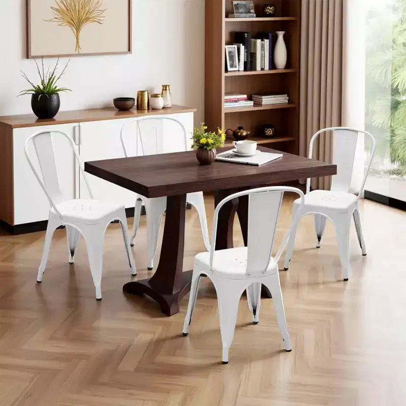 MAYEERTY Lot de 4 Chaises de Salle à Manger en Métal, Empilables, Style Industriel, Capacité de Poids 136 kg pour Cuisine Salle à Manger