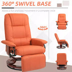 Fauteuil inclinable manuel en similicuir, fauteuil de salon pivotant et réglable avec repose-pieds, accoudoirs et base en bois enveloppée pour salon