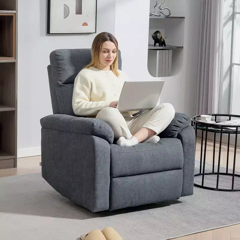 Fauteuil inclinable, fauteuil pivotant large, canapé une place surrembourré avec ressorts ensachés, repose-pieds, montage rapide