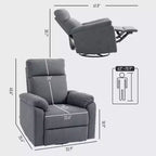 Fauteuil inclinable, fauteuil pivotant large, canapé une place surrembourré avec ressorts ensachés, repose-pieds, montage rapide