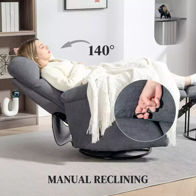 Fauteuil inclinable, fauteuil pivotant large, canapé une place surrembourré avec ressorts ensachés, repose-pieds, montage rapide