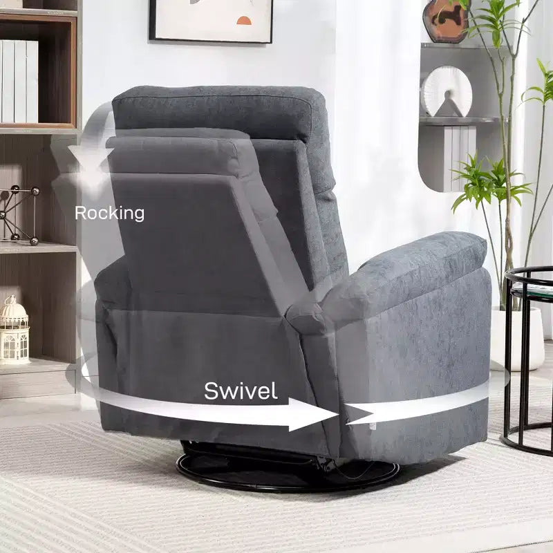Fauteuil inclinable, fauteuil pivotant large, canapé une place surrembourré avec ressorts ensachés, repose-pieds, montage rapide