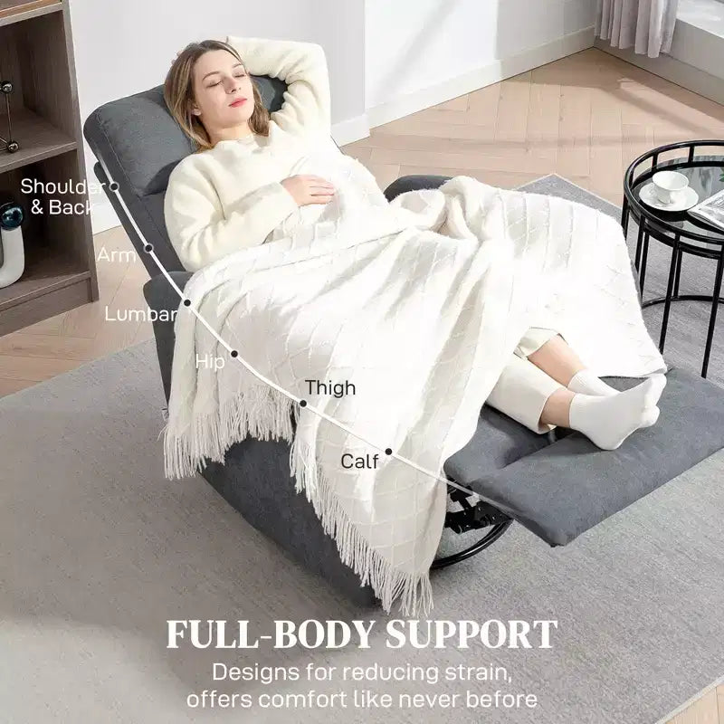 Fauteuil inclinable, fauteuil pivotant large, canapé une place surrembourré avec ressorts ensachés, repose-pieds, montage rapide
