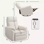 Fauteuil inclinable, fauteuil pivotant large, canapé une place surrembourré avec ressorts ensachés, repose-pieds, montage rapide
