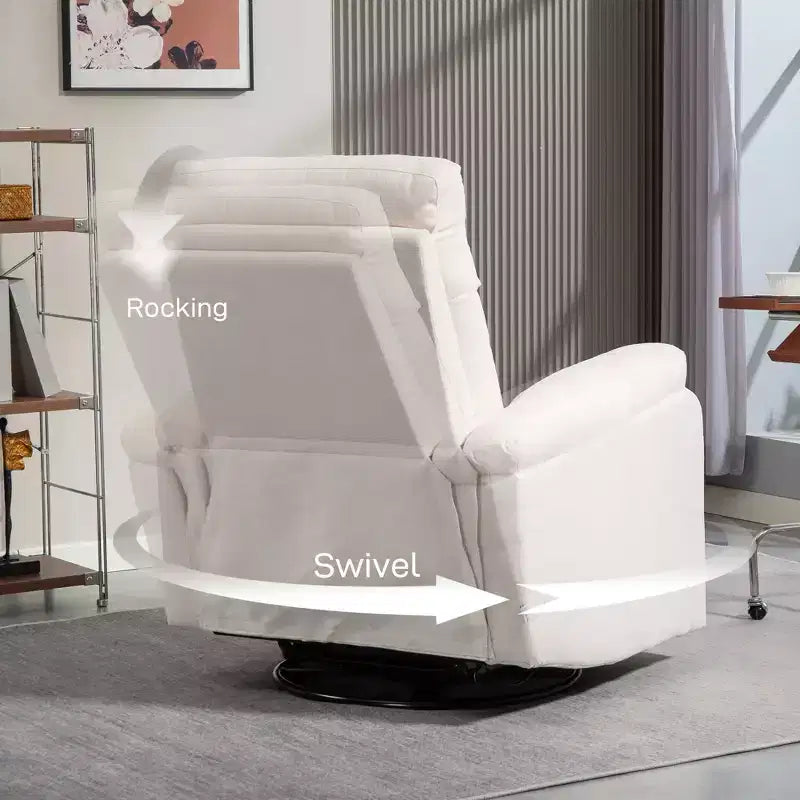 Fauteuil inclinable, fauteuil pivotant large, canapé une place surrembourré avec ressorts ensachés, repose-pieds, montage rapide