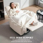 Fauteuil inclinable, fauteuil pivotant large, canapé une place surrembourré avec ressorts ensachés, repose-pieds, montage rapide