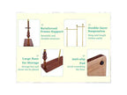 Meuble d'entrée Okak avec étagères en bois et cadre en acier inoxydable, porte-manteau industriel au design élégant, arbre à manteaux pour salon, chambre, or