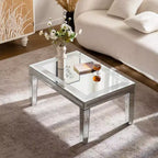 Table Basse Rectangulaire Moderne avec Plateau en Verre Miroir, Table Centrale Finition Miroir pour Salon ou Appartement - Panipeachy