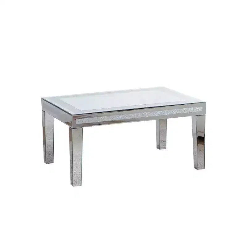 Table Basse Rectangulaire Moderne avec Plateau en Verre Miroir, Table Centrale Finition Miroir pour Salon ou Appartement - Panipeachy
