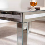 Table Basse Rectangulaire Moderne avec Plateau en Verre Miroir, Table Centrale Finition Miroir pour Salon ou Appartement - Panipeachy