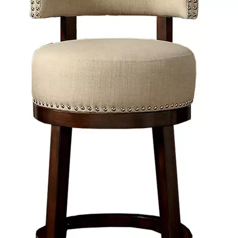 Tabouret de bar contemporain Royal Hampton avec coussin en lin, fini beige, ensemble de 2