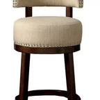 Tabouret de bar contemporain Royal Hampton avec coussin en lin, fini beige, ensemble de 2