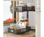 Organisateur de placard sous évier amélioré à 2 niveaux, tiroir grillagé coulissant en métal, panier à épices coulissant pour armoire, étagères multifonctionnelles pour cuisines