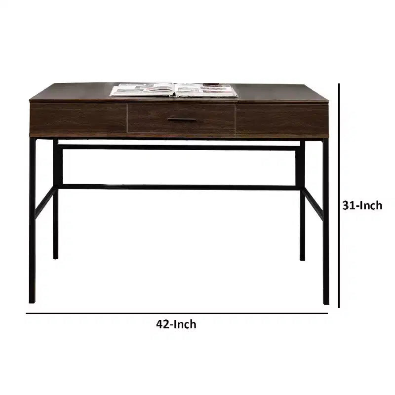 Bureau Royal Hampton avec plateau relevable de rangement et prise USB, marron