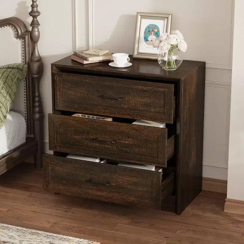 Famapy Table de Chevet de Ferme avec Tiroirs Commode de Chevet à 3 Tiroirs