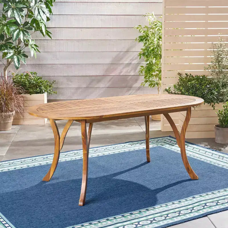 Table à manger de cuisine en bois, table de patio extérieure de 70 pouces, table d'appoint de cuisine pour salle à manger, patio, jardin, cour, en teck