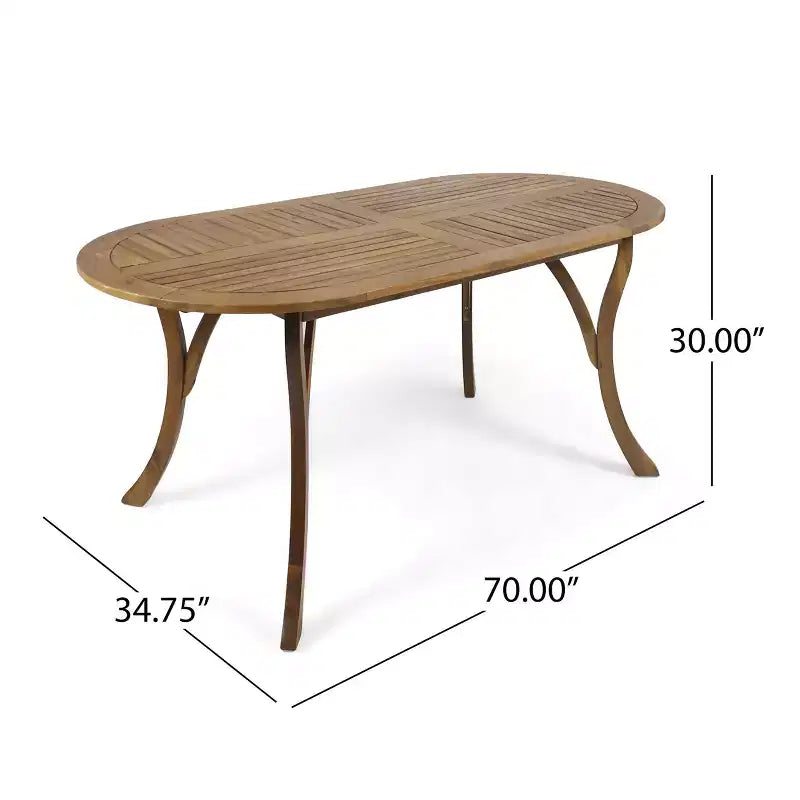 Table à manger de cuisine en bois, table de patio extérieure de 70 pouces, table d'appoint de cuisine pour salle à manger, patio, jardin, cour, en teck