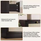 Commode en bois pour chambre à coucher avec 12 tiroirs, commode-meuble TV de 155 cm de large pour téléviseur de 65 pouces, commode en rotin pour salon, couloir