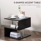 20 tables d'appoint modernes, tables d'appoint, tables basses en forme de S avec étagère de rangement et poteaux en acier